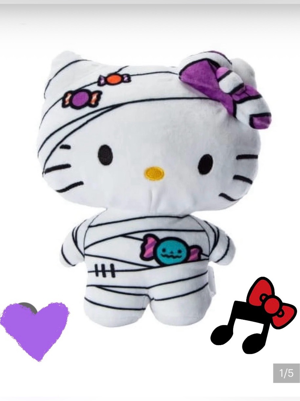 Hello Kitty Mummy Plush Toy - White and Purple